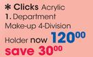 Clicks Acrylic Department Make-Up 4-Division Holder