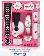 Coty Exclamation Gift Set:Cologne-50ml & Watch