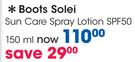 Boots Solei Sun Care Spray Lotion SPF50-150ml