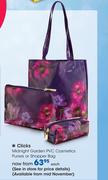 Clicks Midnight Garden PVC Cosmetics Purses Or Shopper Bag-Each
