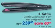 Babyliss Crystal Ceramic Wet And Dry Hair Straightener 28mm