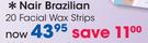Nair Brazilian 20 Facial Wax Strips