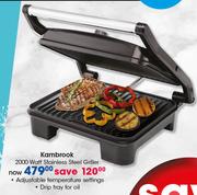 Kambrook 2000 Watt Stainless Steel Griller