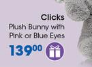 Clicks Plush Bunny With Pink Or Blue Eyes