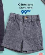 Clicks Boys’ Grey Shorts