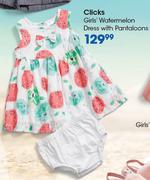 Clicks Girls’ Watermelon Dress With Pantaloons