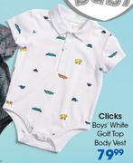 Clicks Boys’ White Golf Top Body Vest