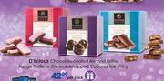D'Licious Chocolate Coated Almond Brittle,Fudge Truffle Or Chocolate Dipped Coconut Ice-150g Per Pk