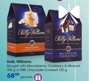 Sally Williams Nougat With Macadamia, Cranberry & Almond-150g Or Milk Chocolate Covered-125g Per Pac