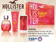 Hollister Festival Vibes For Her Gift Set EDP 100ml, Body Lotion 100ml And Silicone Card Holder