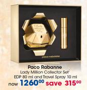 Paco Rabanne Lady Million Collector Set: EDP-80ml & Travel Spray-10ml
