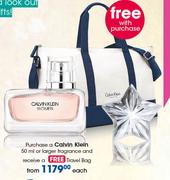 Calvin Klein Larger Fragrance-50ml Each & Free Calvin Klein Travel Bag