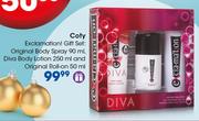 Coty Exclamation Gift Set: Original Body Spray-90ml,Diva Body Lotion-250ml & Original Roll On-50ml