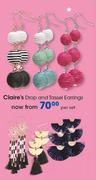Clair's Drop And Tassel Earrings-Per Set