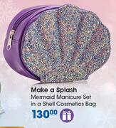 Make A Splash Mermaid Manicure Set In A Shell Cosmetics Bag