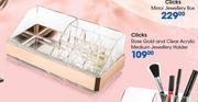 Clicks Rose Gold And Clear Acrylic Medium Jewellery Holder