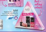 Sorbet Triple The Fun Gift Set(Pro Gel Colours 2X5ml/Pro Gel Top Coat 5ml)