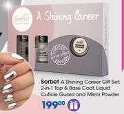 Sorbet A Shining Career Gift Set(2 In 1 Top & Base Coat/Liquid Cuticle Guard And Mirror Powder)