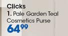 Clicks Pale Garden Teal Cosmetics Purse