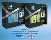Adidas Sport Energy Or Pure Game Gift Sets: EDT-100ml & Shower Gel-250ml-Per Set
