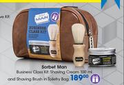 Sorbet Man Business Class Kit: Shaving Cream-100ml & Shaving Brush In Toiletry Bag