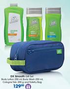 DX Smooth Gift Set: Body Lotion-250ml,Body wash-250ml,Cologne Talc-200g & Toiletry Bag