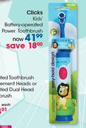 Clicks Kids' Battery Operated Power Toothbrush 