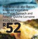 PnP Broccoli And Bacon,Roasted Vegetable And Feta,Spinach And Feta Or Quiche Lorraine-450g Each