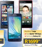Blackberry Leap Or Sony Xperia M4 Aqua Or Samsung Galaxy A3-On MTN Sky