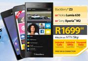 Blackberry Z3 Or Nokia Lumia 630 Or Sony Xperia M2-On MTN Sky
