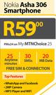 Nokia Asha 306 Smartphone-On MTN Choice 25