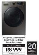 Samsung 7/5Kg Front Load Washer/Dryer Combo With Eco Bubble Technology WS70TA046BX