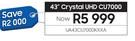 Samsung 43" Crystal UHD UA43CU7000KXXA