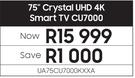 Samsung 75" Crystal UHD 4K Smart TV CU7000 UA75CU7000KXXA