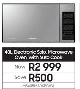Samsung 40L Electronic Solo Microwave Oven With Auto Cook MS405MDXBB/FA