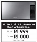 Samsung 32L Electronic Solo Microwave Oven With Auto Cook ME0113M1/XFA