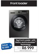 Samsung 7Kg Front Loader With Steam & Eco Bubble Technology WW70T4040CX/FA
