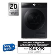 Samsung 9Kg Bespoke Al Dryer With Heat Pump Technology DV90BB9440GBFA
