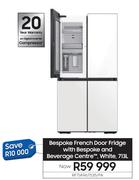 Samsung 713L Bespoke French Door Fridge With Bespoke & Beverage Centre White RF71A967535/FA