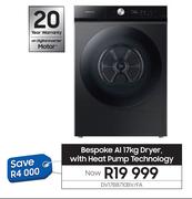 Samsung 17Kg Bespoke Al Dryer With Heat Pump Technology DV17B8710BV/FA