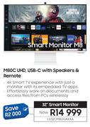 Samsung 32" M80C UHD, USB-C Smart Monitor With Speakers & Remote LS32CM8Q1UAXXA