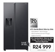 Samsung 617L Gentle Black Side By Side Fridge Non Plumbed Water & Ice Dispenser RS64DG53R3B1FA