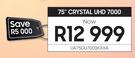 Samsung 75" Crystal UHD 7000 Television UA75DU7000KXXA