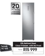 Samsung 315Ltr Refined Steel 1 Door Freezer With No Frost RZ32M711C7F/FA