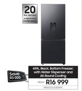 Samsung 459Ltr Black Bottom Freezer With Water Dispenser And All-Round Cooling RB50DG632EB1FA