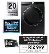 Samsung AI 11Kg Front Loader With Ecobubble Technology WW11CGP44DSB/FA