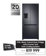 Samsung 470Ltr Black French Door Fridge With Drawer And Twin Cooling System RF49A5202B1/FA