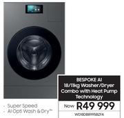 Samsung Bespoke 18/11Kg Washer/Dryer Combo With Heat Pump Technology WD18DB8995BZFA