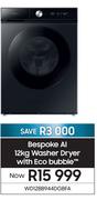 Samsung 12Kg Bespoke Al Washer/Dryer With Eco Bubble WD12BB944DGBFA