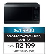 Samsung 32L Solo Microwave Oven Black MS32DG4504AGFA